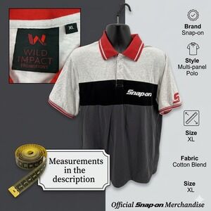 Snap-on Tools Polo Shirt XL Gray Black Red Colorblock Wild Impact Promo Mechanic